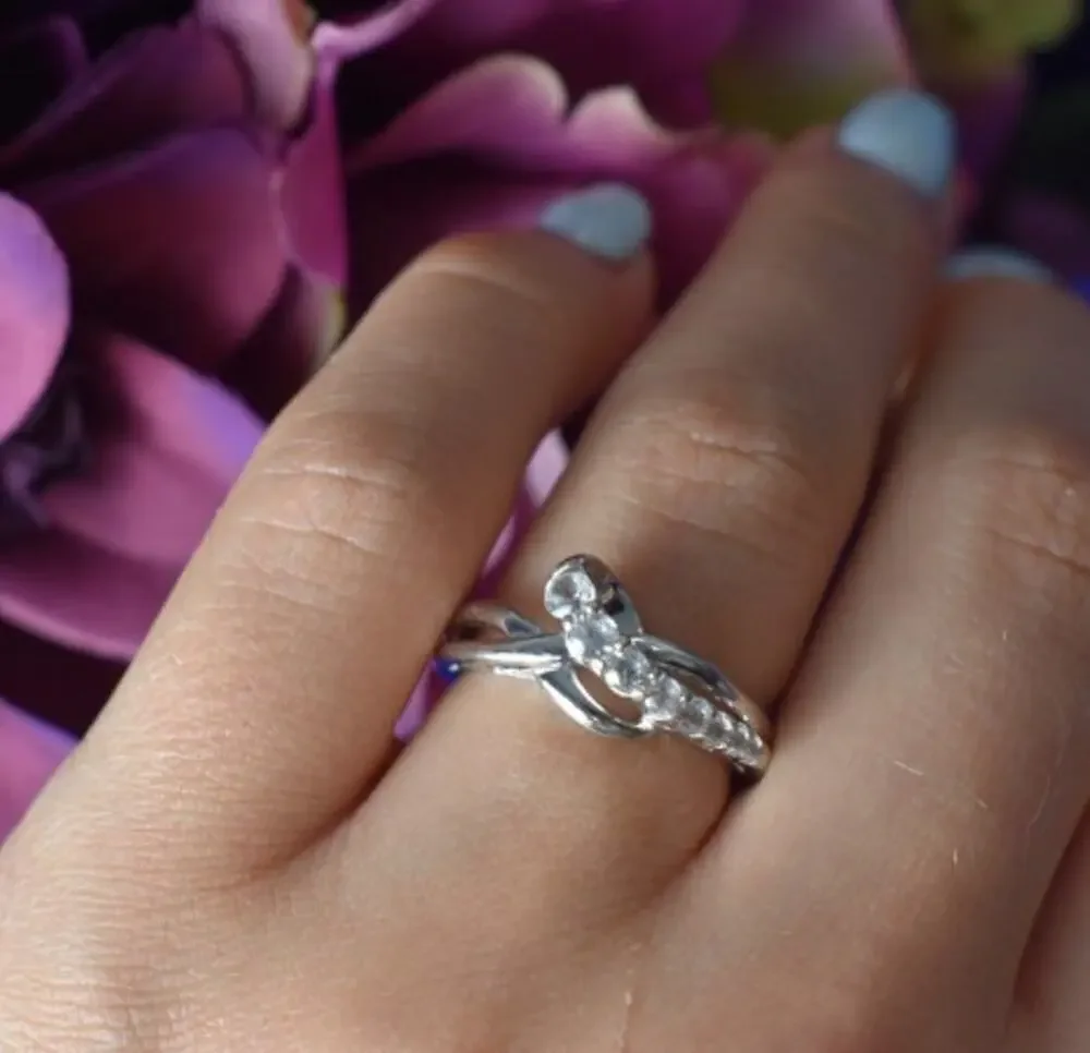 925 Sterling Silver White/Colorless Spinel Ring Size 6.5
